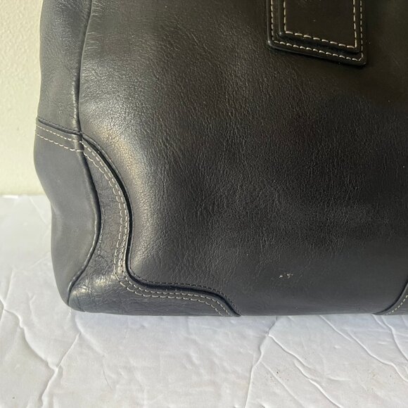 Y2K COACH VINTAGE HAMPTON LEATHER SATCHEL BLACK - Picture 8 of 10